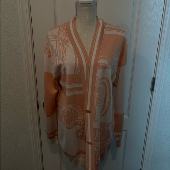 NWT Hermes Women's Rose Pierre De Lune Cardigan - Picture 1 of 10
